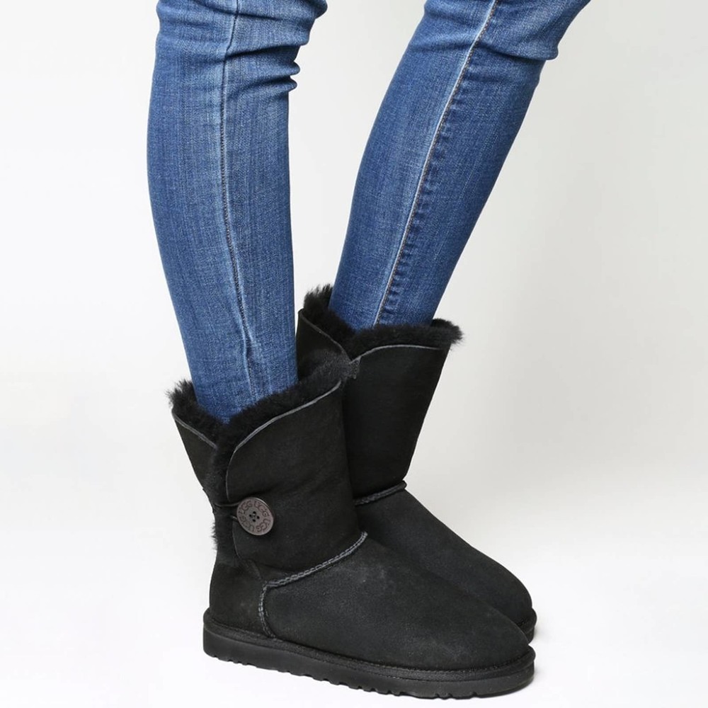 UGG Black Bailey Button II Short Boots